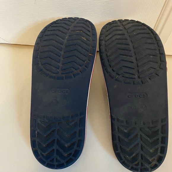 Original Crocs Slide Sandals Blue Red Band Jibbitz included Size 10 women 8 Men - Picture 7 of 7
